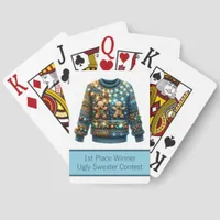 1st Place Winner Ugly Sweater Contest Tree Lights Jumbo Poker Cards