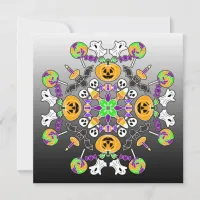 Halloween Mandala Ghosts, Pumpkins, Bats and Skull Invitation