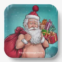 Funny Dirty Santa Christmas Collection Paper Plates