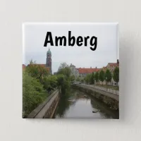 Amberg Cityscape Church and River Vils Button