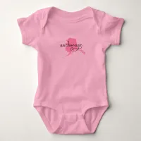 Handwriting Heart Anchorage Alaska in Pink Baby Bodysuit