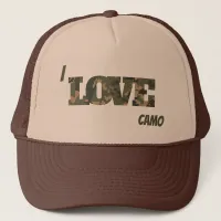 I Love Camouflage Green Brown | Trucker Hat