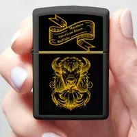 Bison Holding a Pumpkin in Detailed Illustration r Zippo Lighter