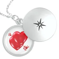 Simple Red Hearts on White Happy Valentine's Day | Locket Necklace