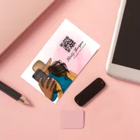 Fashionable Selfie Girl QR Code Business Card