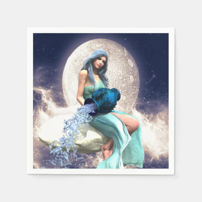 Aquarius – Woman Pouring Water From a Jug Napkins