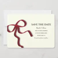 Elegant Minimalist with Red Bow - Simple classic Save The Date