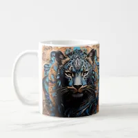 Vibrant Panther portrait with Floral Motifs Coffee Mug