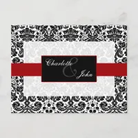 damask red,black and white  Save the Date Announcement Postcard