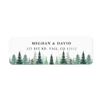 Rustic Watercolor Pine Winter Wedding Label