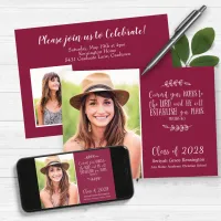 Burgundy Christian Verse Graduation Photo Invitation