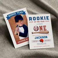 Rookie of the Year 1st Birthday Baseball Photo Invitation