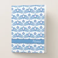 Moon Magic Stars Hearts Name White Pocket Folder