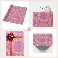 Orange Pink Mandala Pattern Wrapping Paper