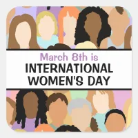 Large International Women's Day - March 8th    Square Sticker