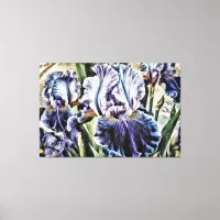 *~* LAPIS BLUE IRIS Irises Vintage Floral TV2 Canvas Print