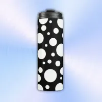 White Polka Dots on Black | Thermal Tumbler