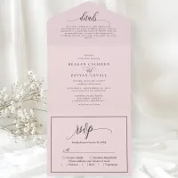 Blush Pink Simple Modern Script All In One Invitation