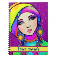 Inquisiitve Whimsical Girl Spiral Photo Notebook