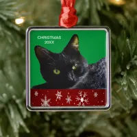 Black Cat Christmas 20XX Premium Square Ornament