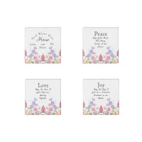 God Bless Our Home Floral Wildflowers White Stone Magnet