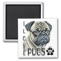 I Love Pugs | Cute Dog Owners Magnet