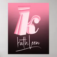 Initial Letter Pink Ombre Unique Name Monogram Poster