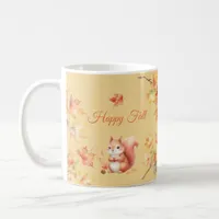 Happy Fall Squirrel in Leaves Coffee Mug