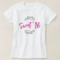 Hot Pink Chic Doodle Modern Script Sweet 16