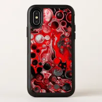 Red, Black and White Fluid Art Marble   OtterBox Symmetry iPhone XS Case