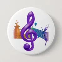 Musician EnthusiasticTreble Clef Purple Pinback Button