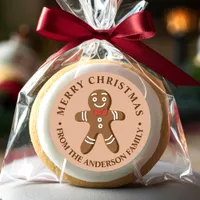 Gingerbread Man Brown Merry Christmas Classic Round Sticker