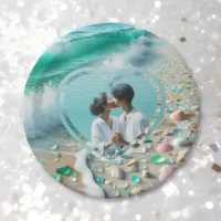 Pretty Sea Glass Photo Wedding  Paper Plates