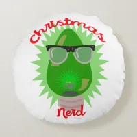 Christmas Nerd Holiday Lightbulb Epic Festive Fun Round Pillow