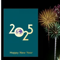 Earth in 2025  - minimalist design New Years Card