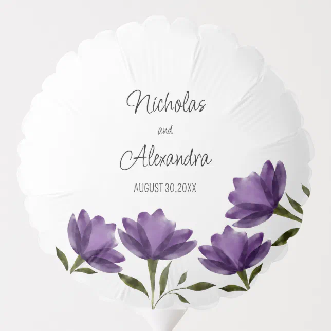 Elegant Purple floral modern unique minimalist Balloon