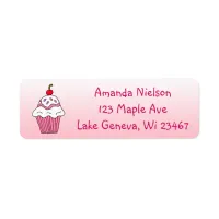 Pink Cupcake with cherry and sprinkles Label