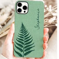 Cottagecore Green Forest Fern Custom Name iPhone 16 Pro Max Case