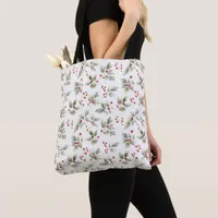 Pretty Watercolor Holly and Berries Tote Bag