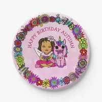 Personalized Happy Birthday Unicorn and Fairy Paper Plates