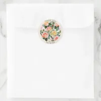 Pretty Floral Roses Botanical Flowers Thank You Classic Round Sticker