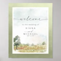 Watercolor Landscape Wedding Welcome Sage ID786 Poster