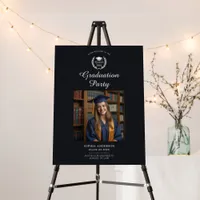 Black Graduation Photo Celebration Welcome Sign