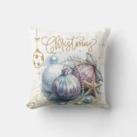 Christamas Gold and Soft Pastels Ornament Throw Pillow