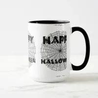 Happy Halloween on Spider Web Text Mug