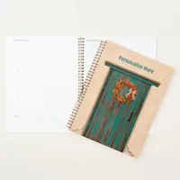 Southwest Chile Wreath on Rustic Blue Wood Door Planner