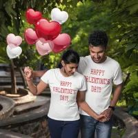 Happy Valentine's Day Heart Shaped Font Unisex T-Shirt