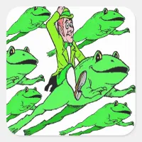 Riding a Frog on St. Patrick's Day Square Sticker