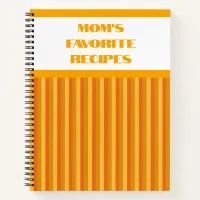 Orange Striped Spiral Recipe Notebook