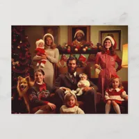 Christmas Retro Creepy Family Portrait Postcard